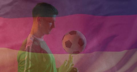 German Flag Overlaid on Male Football Player with Ball - Download Free Stock Images Pikwizard.com