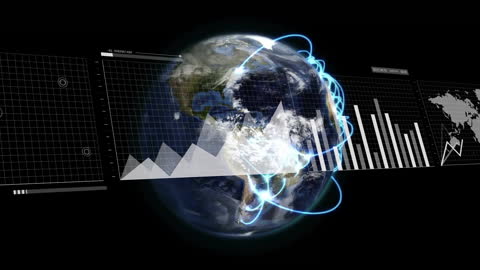 Digital Data Streams Flowing Around Earth Animation Concept
