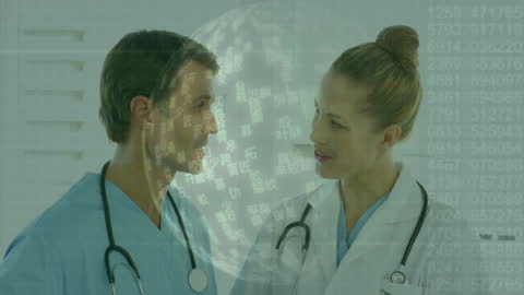 Doctors Collaborating with Global Medical Technology Interface