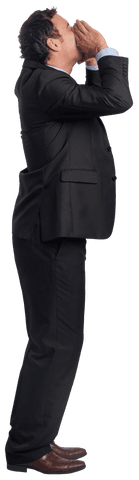 Businessman Shouting on Transparent Background Isolated
