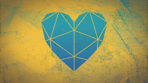 Abstract Geometric Heart on Rustic Background