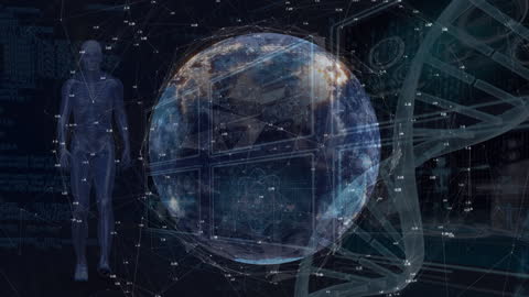 Digital Globe with Holographic Data Network in Tech Environment