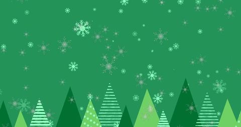 Stylized winter forest with falling snowflakes