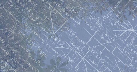 Abstract mathematical formulas on grey textured background