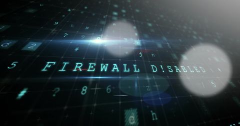 Digital Firewall Disabled Alert Simulation with Data Grid - Download Free Stock Images Pikwizard.com