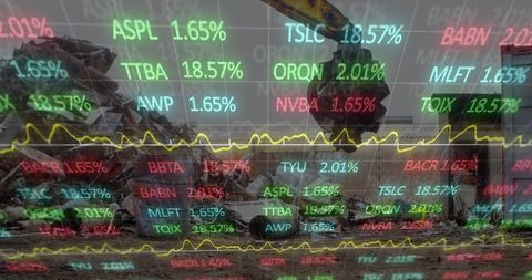 Digital Data Display Over Rubbish Dump Collage