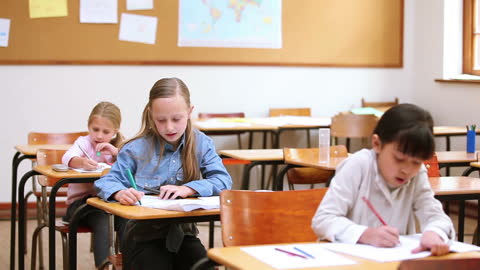 Students Concentrating on Tasks in Classroom Setting