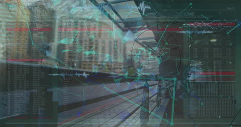 Digital Interface Data Processing Cityscape Concept