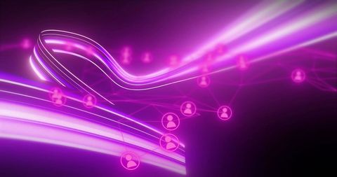 Futuristic Network of Connections in Digital Purple Light Trails - Download Free Stock Images Pikwizard.com