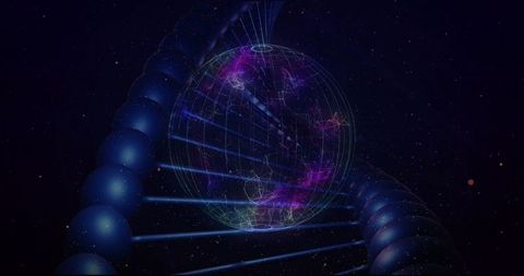 Futuristic Digital Globe in Cosmic Neon Helix Experience