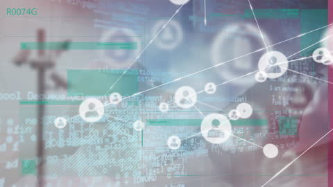 Network Connections Overlaying Digital Data Process Animation