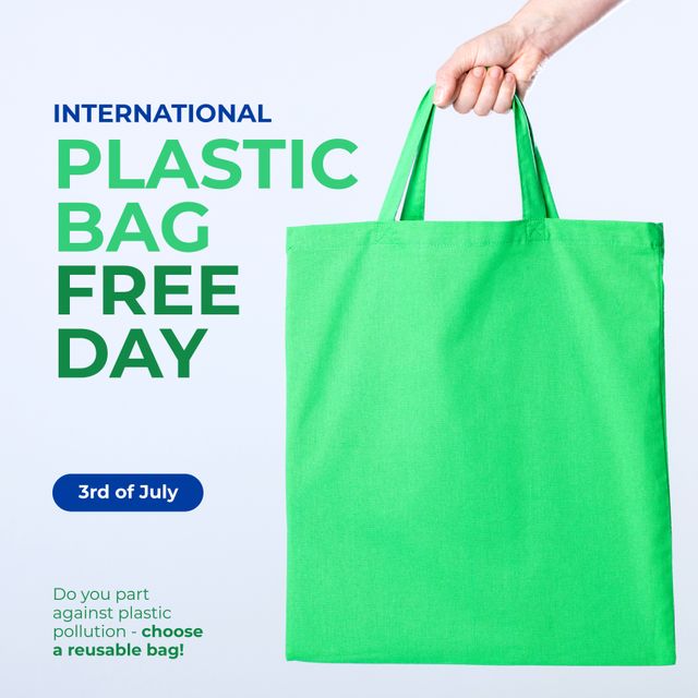 International Plastic Bag Free Day Awareness with Green Canvas Bag - Download Free Stock Templates Pikwizard.com