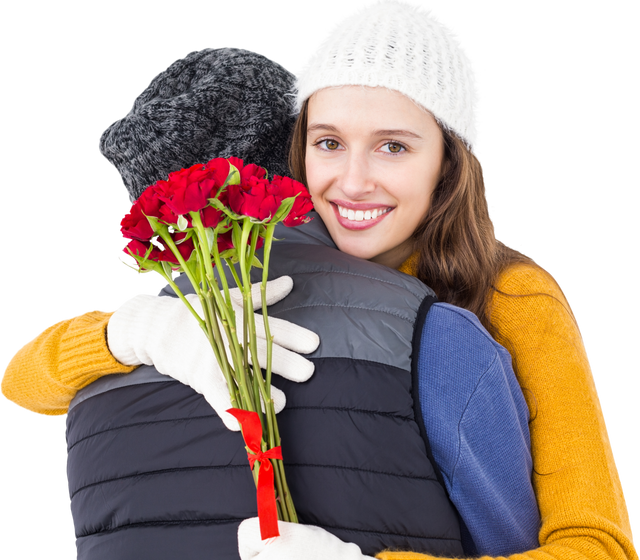 Transparent Couple Hugging with Red Roses Illustration - Download Free Stock Videos Pikwizard.com