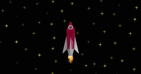 Rocket Traveling Through Starry Outer Space Illustration