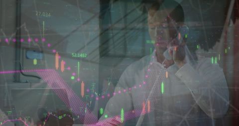 businessman communicates among rising data trends - Download Free Stock Images Pikwizard.com