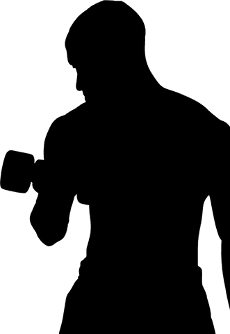 Transparent athletic male lifting dumbbells for fitness workouts