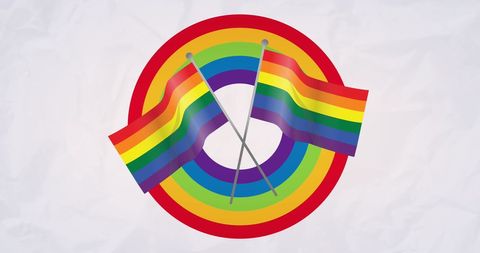Intertwined Rainbow Flags Symbolizing Unity and Pride