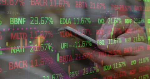 intricate overlay of stock market data and smartphone use - Download Free Stock Images Pikwizard.com