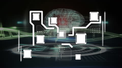 Digital Brain and DNA Strand with Futuristic Technology Interface
