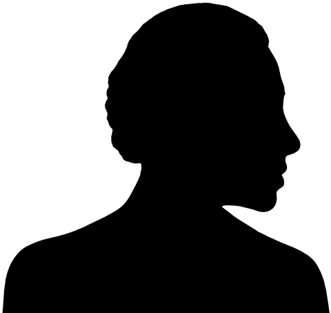 Woman profile silhouette on transparent background
