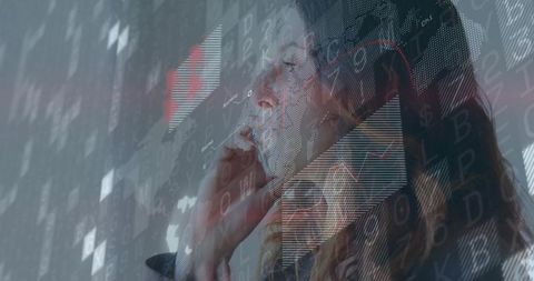 Woman Analyzing Financial Data Through Innovative Technology