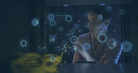it engineer analyzing server through digital interface overlay - Download Free Stock Images Pikwizard.com