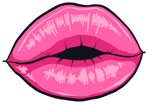 stylized glossy pink lips with bold outline on transparent background - Download Free Stock Videos Pikwizard.com