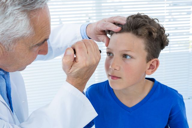 Doctor examine patient eye in clinic