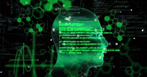 Futuristic Digital Human Face with Binary Data and Hex Codes - Download Free Stock Images Pikwizard.com
