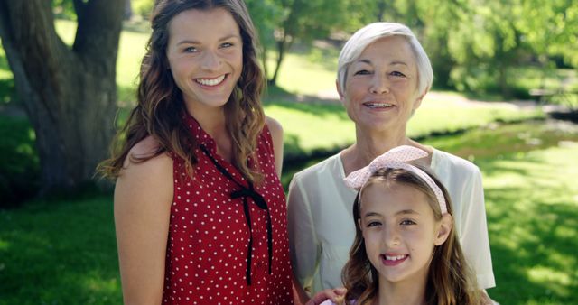 Three Generations of Women Smiling Outdoors - Download Free Stock Images Pikwizard.com