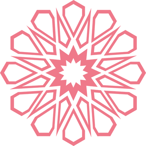 Transparent geometric pink mandala pattern with star motif