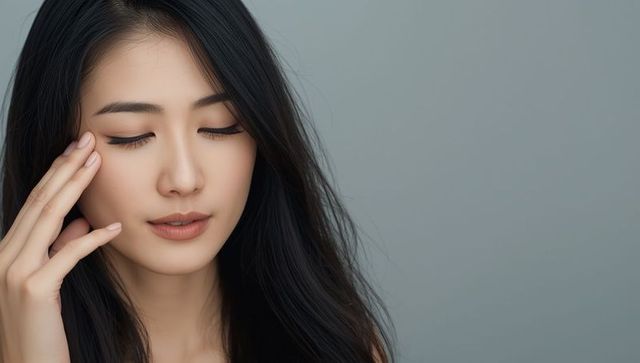 Serenity and mindfulness asian woman studio portrait