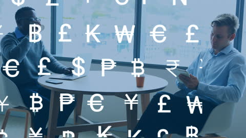 Diverse Business Team with Floating Currency Symbols