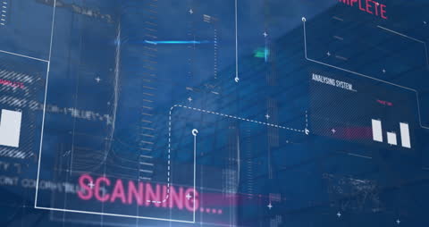 Digital Data Processing Over Modern Cityscape Animation