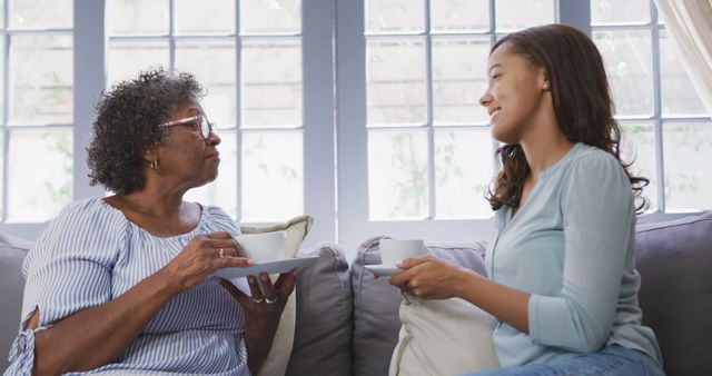 Senior Woman and Young Woman Engaging in Conversation Over Coffee - Download Free Stock Images Pikwizard.com