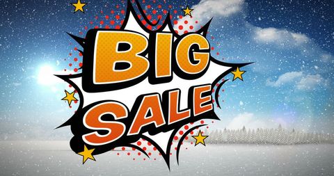 Festive Big Sale Graphic with Snowy Winter Background
