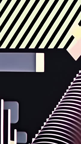 Vertical Motion Graphic: Arrowheads Traveling Bars into Curves with Bold Striped Contrast