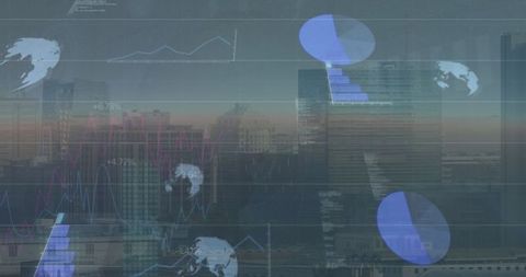 Global Data Visualization Against Urban Skyline at Sunset - Download Free Stock Images Pikwizard.com