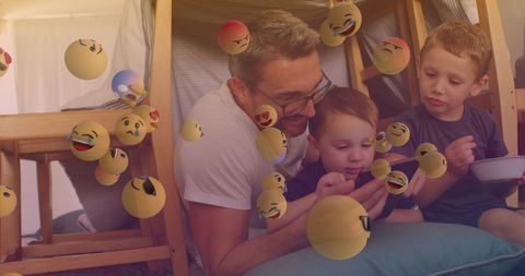 Happy Family Time with Smiling Emoji Decoration