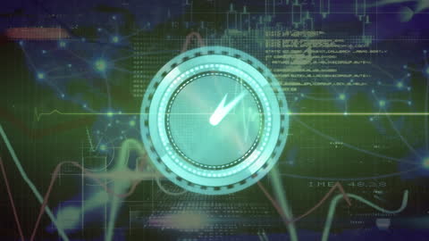 Futuristic Data Visualization with Neon Clock and Pulse Monitor