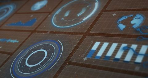 Futuristic Holographic Display with Data Interfaces and Globes - Download Free Stock Images Pikwizard.com