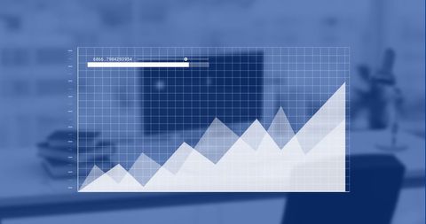 Rising graph in modern office, business growth representation