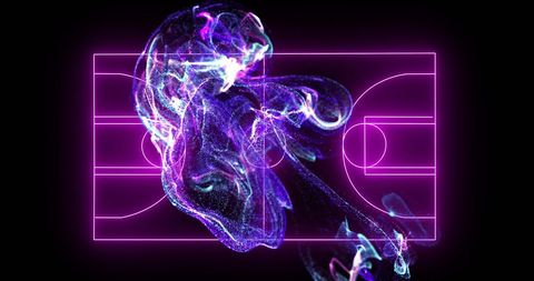 Neon Abstract Shapes Overlaid on Basketball Court - Download Free Stock Images Pikwizard.com