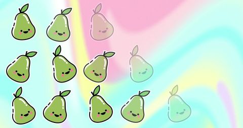 Playful Pear Pattern on Colorful Swirl Background