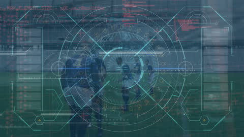 Sports Analytics Concept with Futuristic Interface on Rugby Field