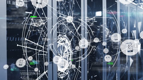 Futuristic Network Connectivity in Data Center Illustration