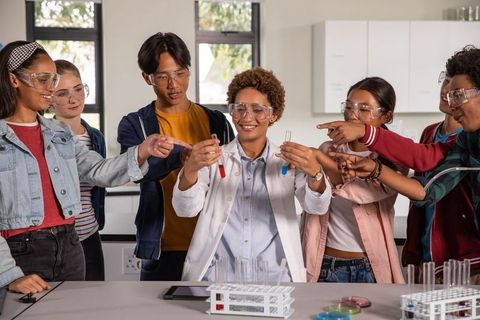 Diverse group participating in engaging science experiment