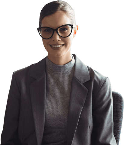 Transparent Background Smiling Woman in Business Attire