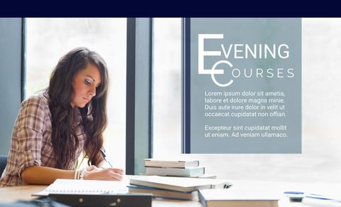 Focused Woman Studying for Evening Courses Promotion - Download Free Stock Templates Pikwizard.com