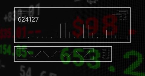 Futuristic digital dashboard and data visualization interface